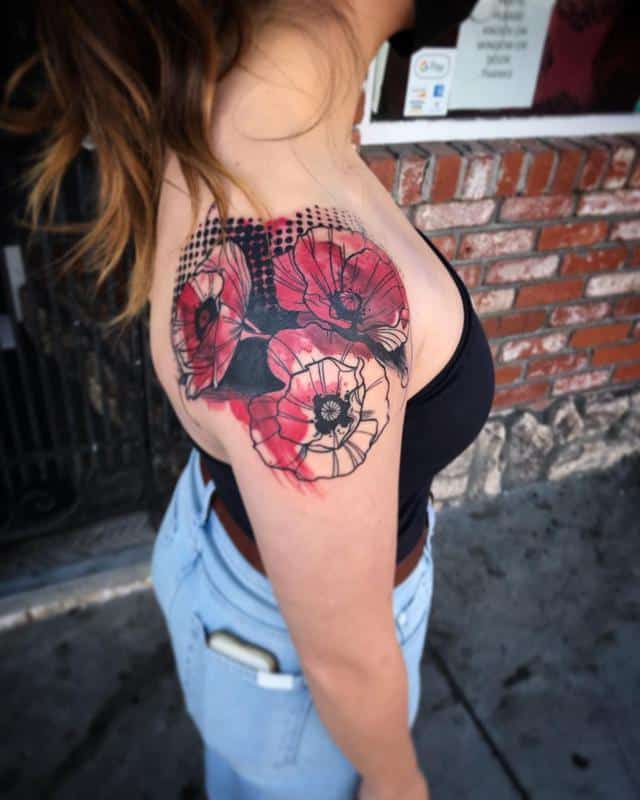 Poppy Tattoo on Shoulder 5