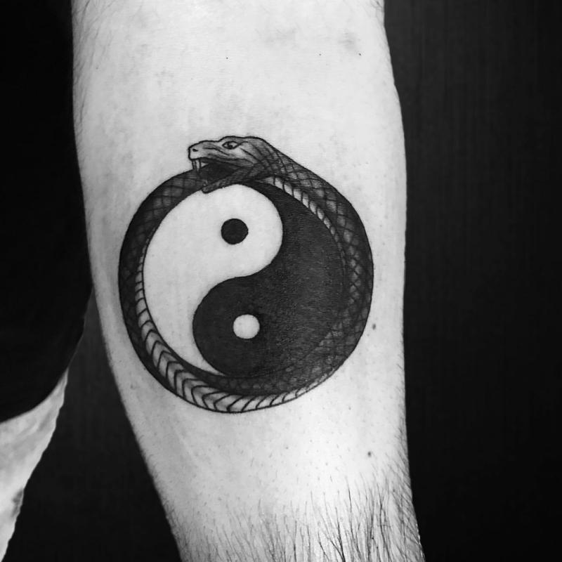 Yin yang ouroboros tattoo 2