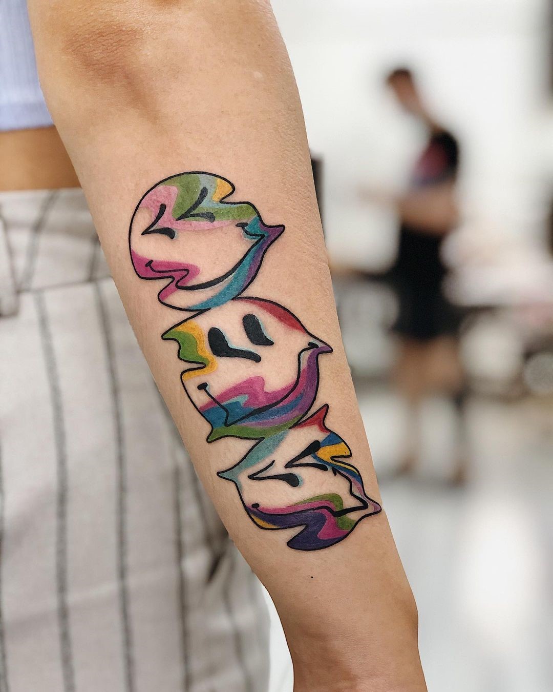Artsy & Colorful Smiley Tattoo 