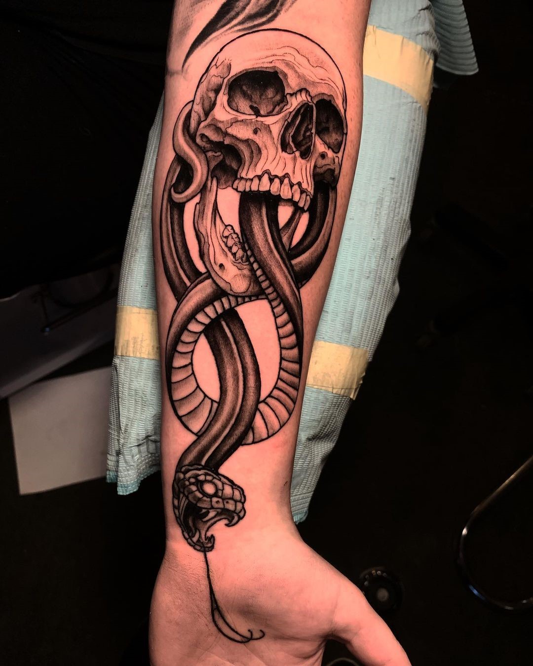 Black Arm Detailed Death Eater Tattoo