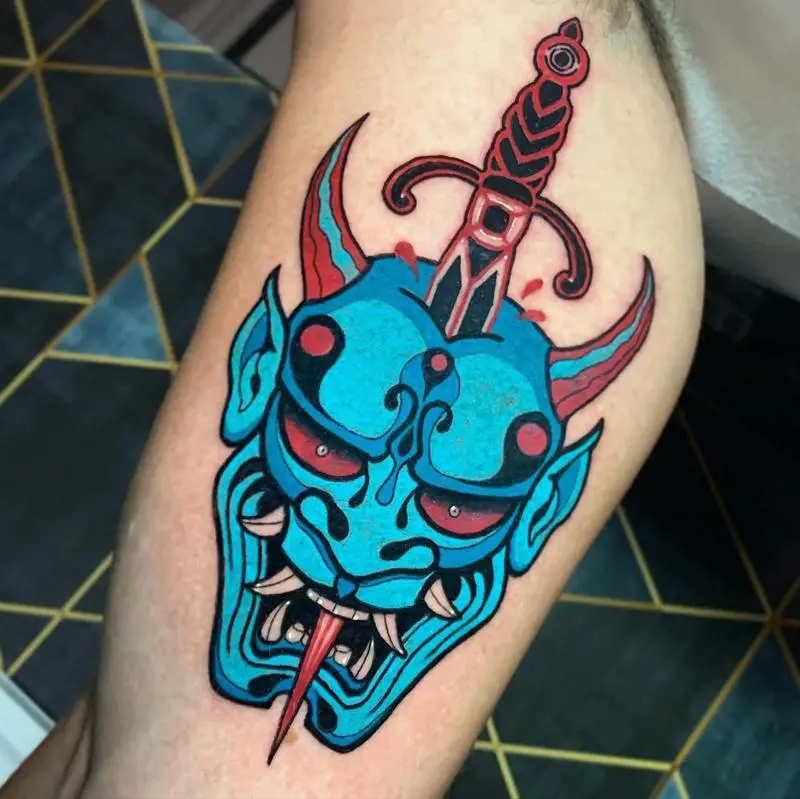Blue Dagger Tattoo 2