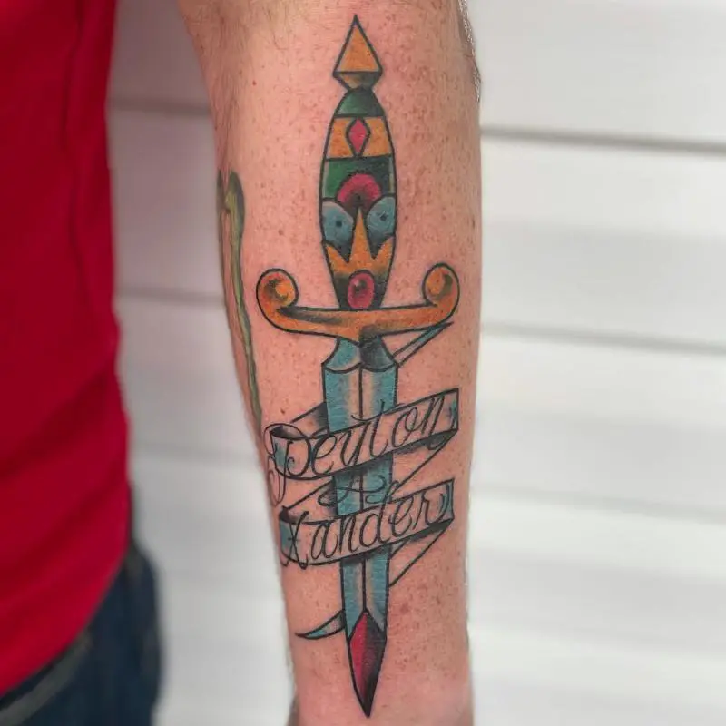 Blue Dagger Tattoo 3