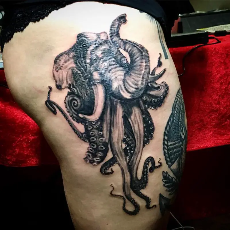 Elephant Octopus Tattoo 2