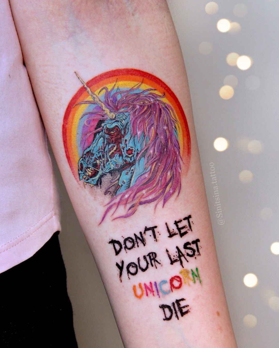 Funny Unicorn Tattoo Color Idea