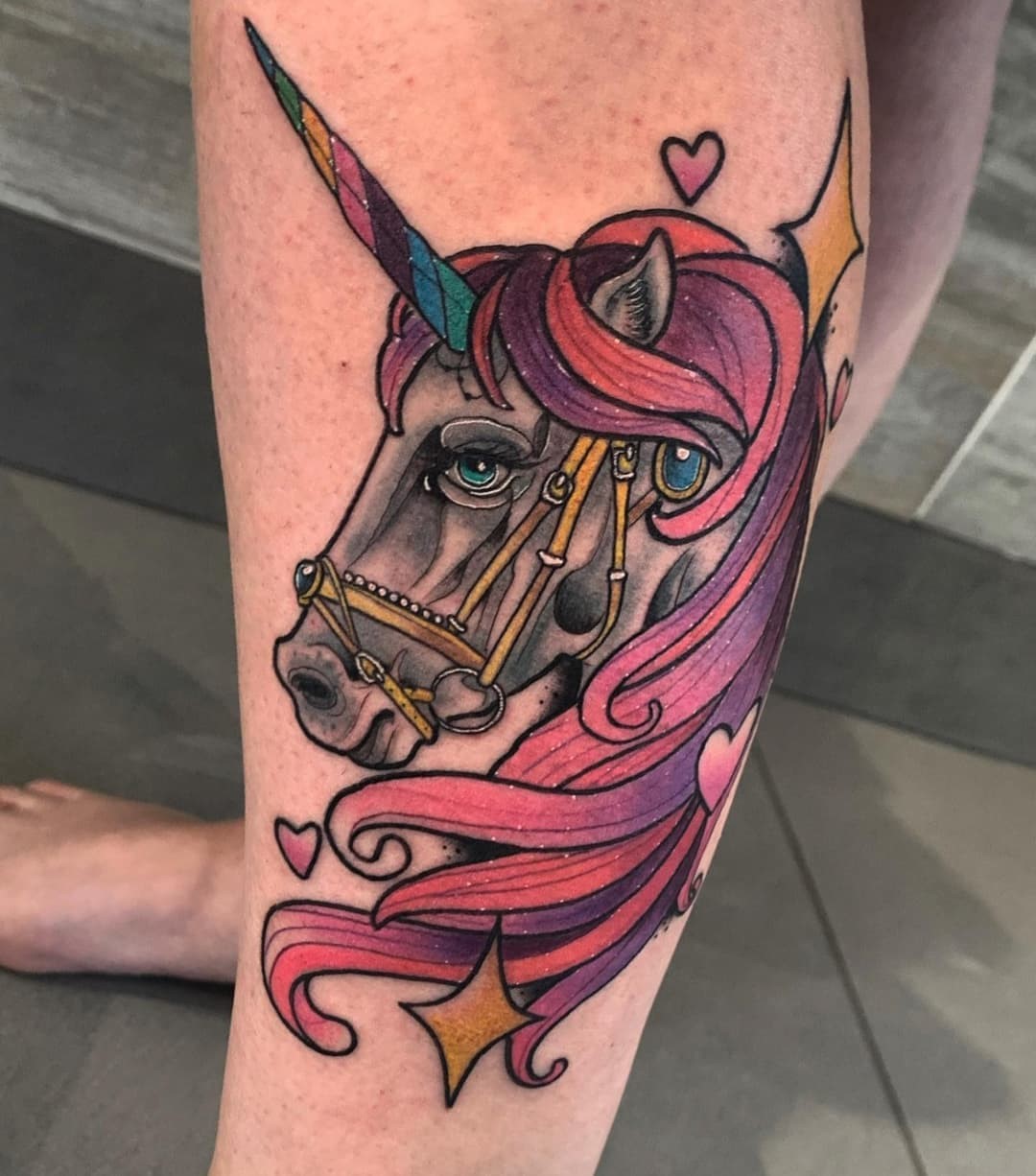 Pink & Purple Unicorn Tattoo 