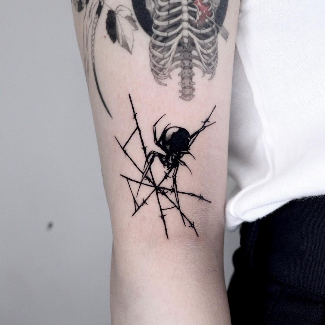 Spider Web Tattoo Black Ink 
