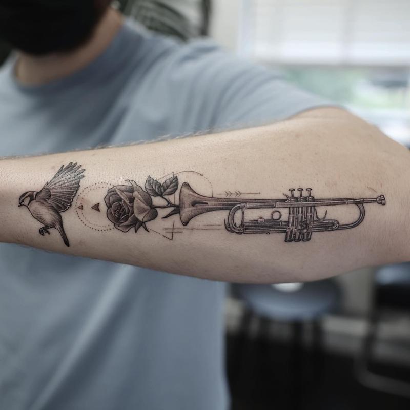 Trumpet Tattoo Design 4
