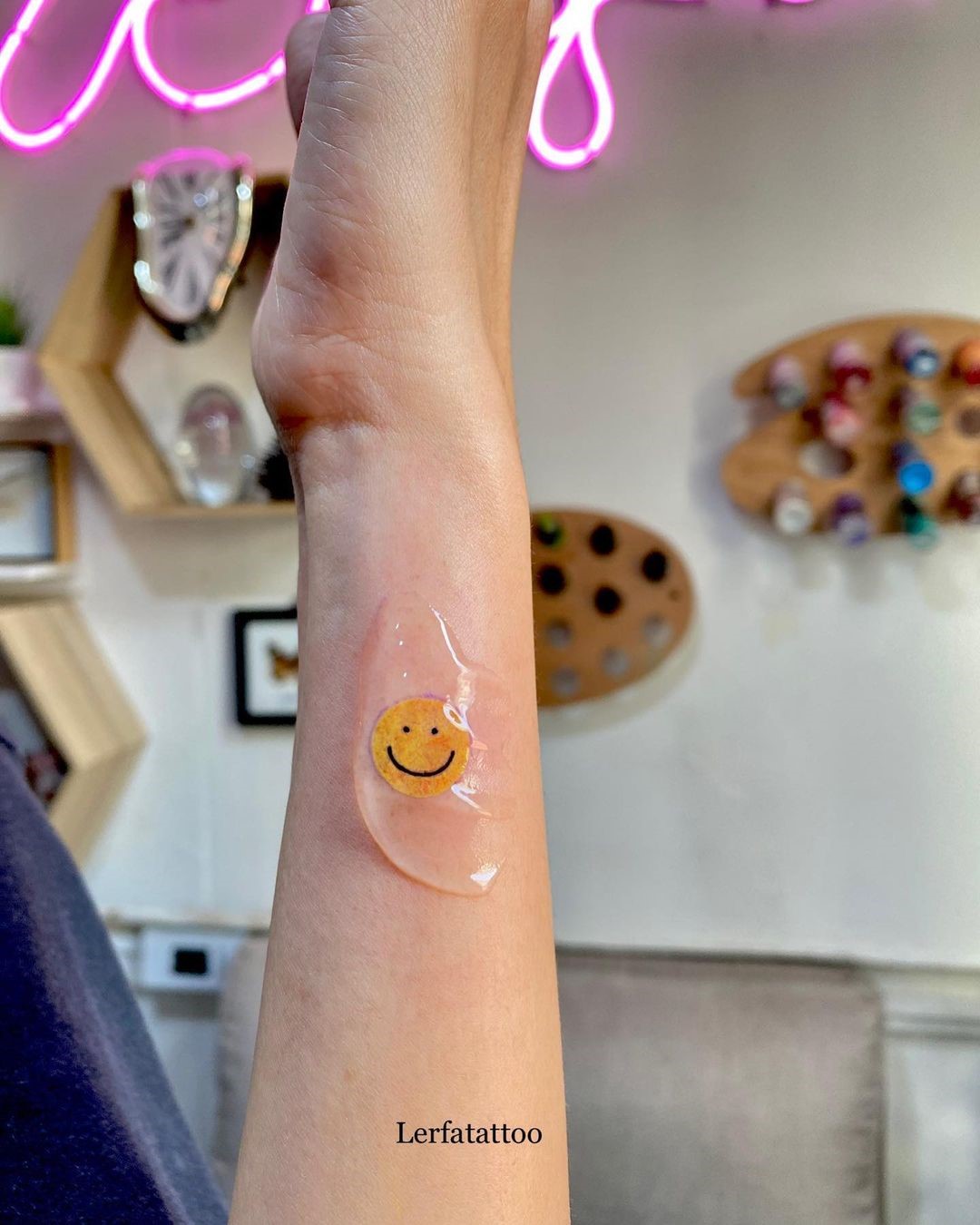 Yellow & Optimistic Smile Tattoo 