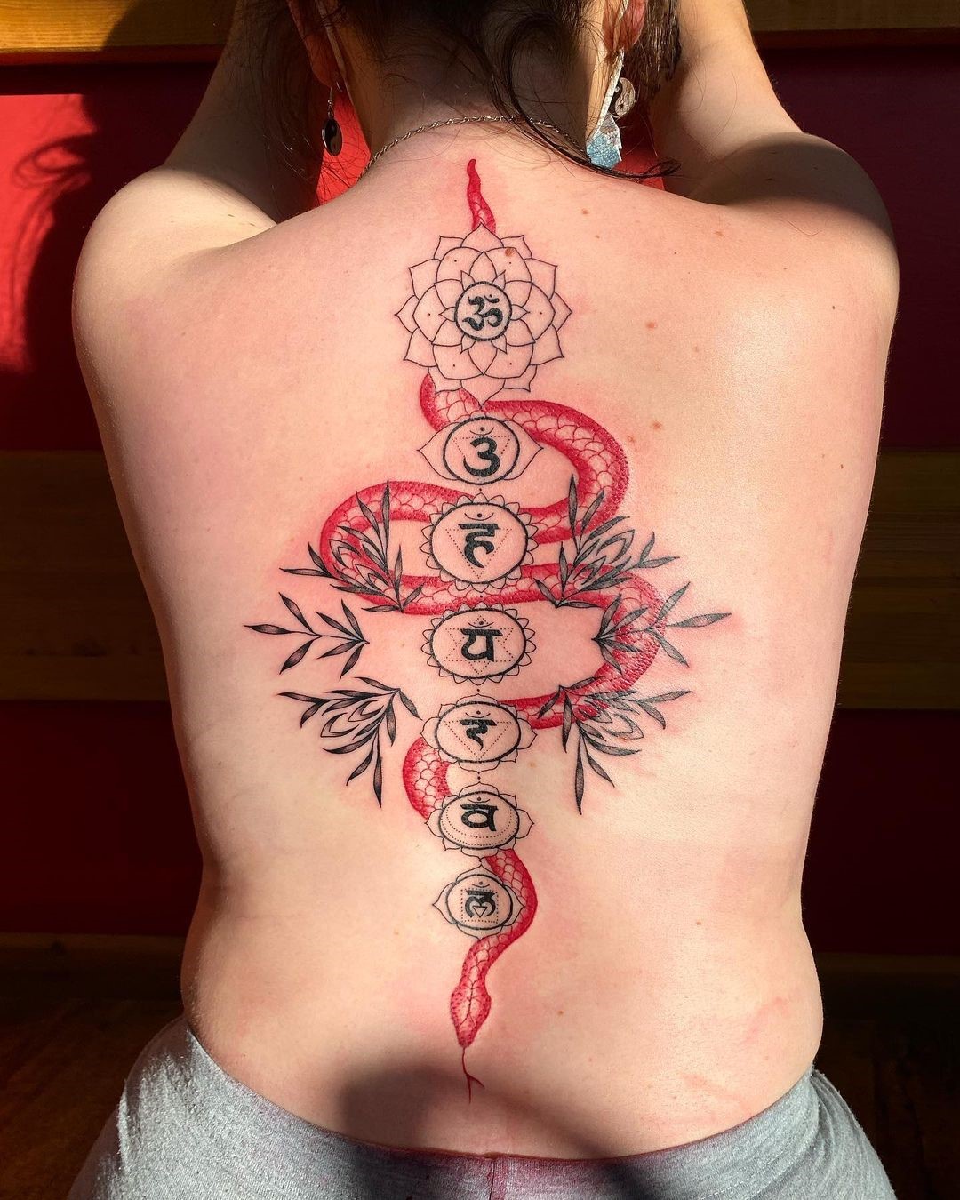 7 Chakra Tattoo Over Back