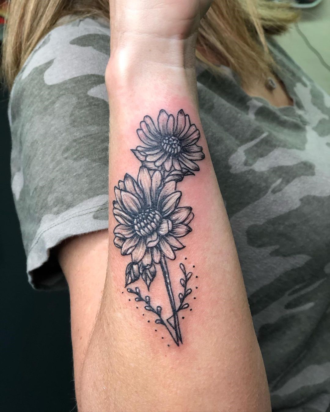 Arm Aster Flower Tattoo Ideas 