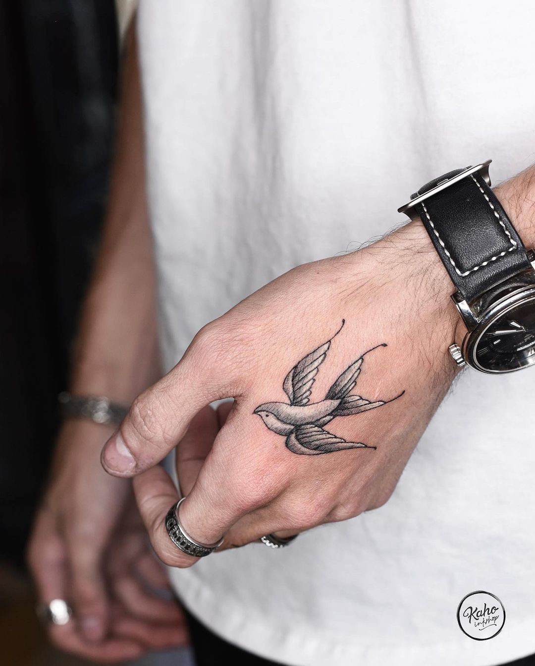 Arm Sparrow Tattoo Black Ink 