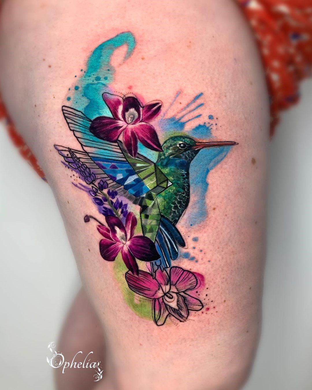 Aster Flower Tattoo With A Bird Image