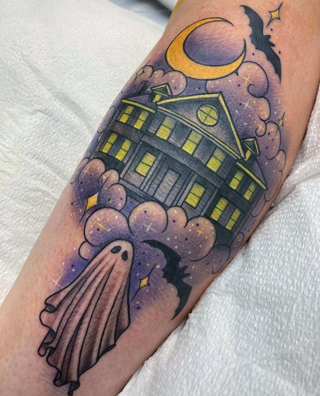 Blue Story-Telling Ghost Tattoo 