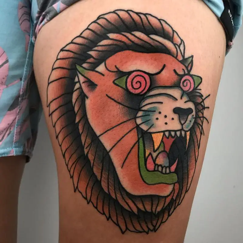Colored Lion Tattoo Design