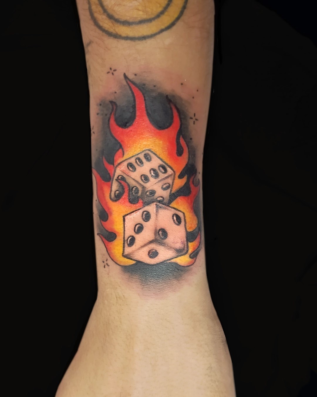Fire Symbol Dice Tattoo 