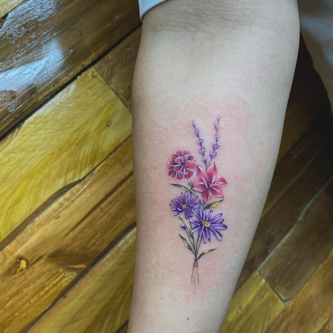 Forearm Aster Flower Tattoo Bright Idea 