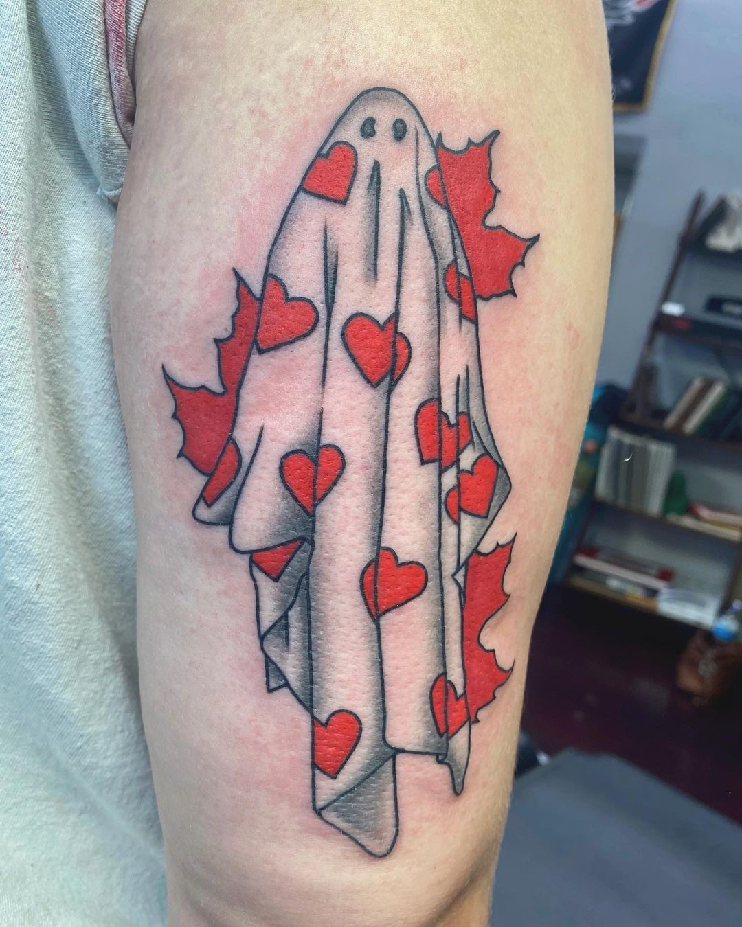 Funny Red Cover Ghost Tattoo 