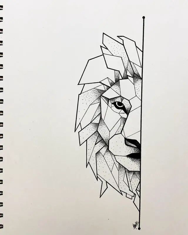 Geometric Lion Tattoo 1