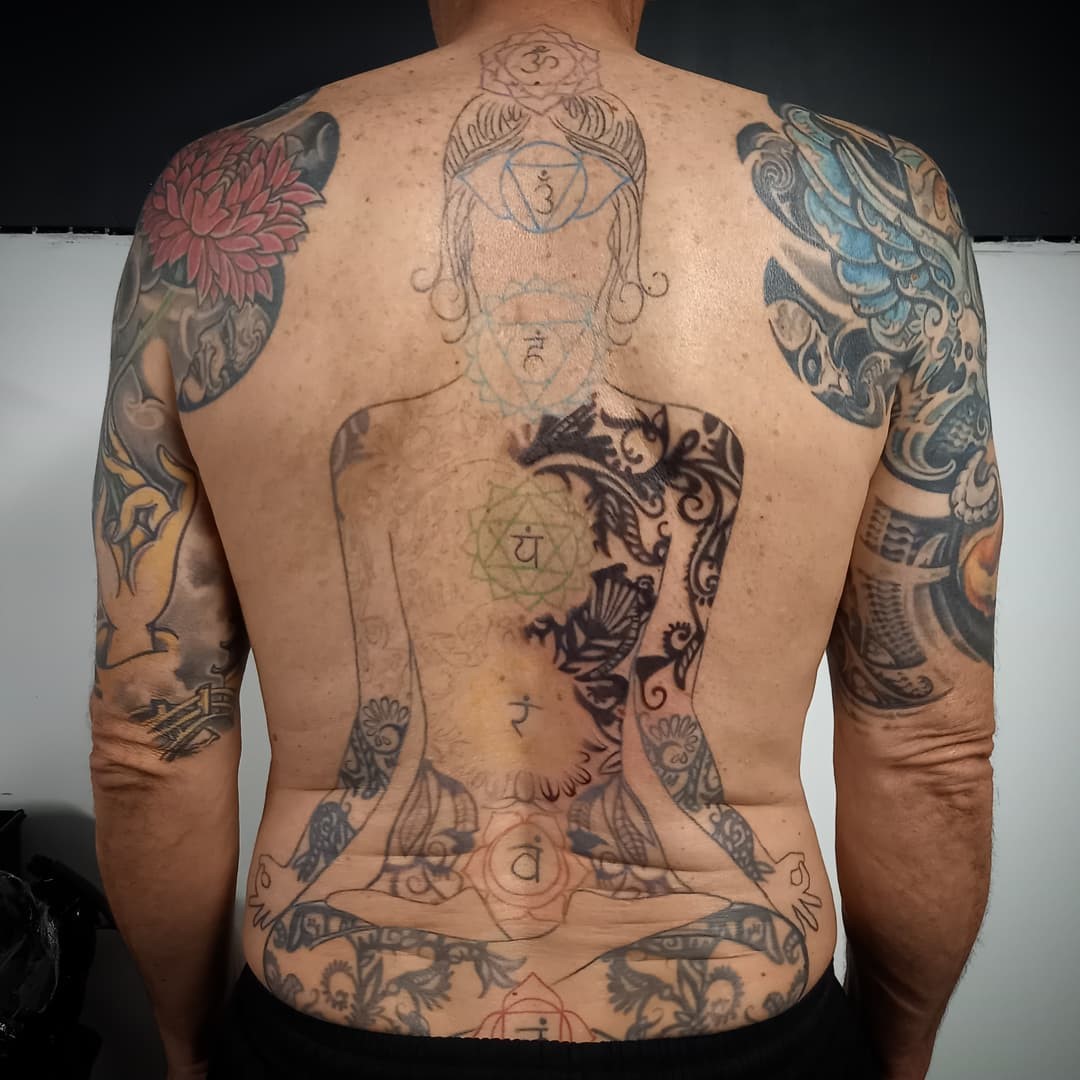 Giant Chakra Back Tattoo 