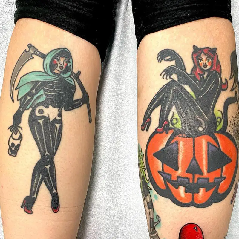 Halloween Pin Up Tattoo Designs