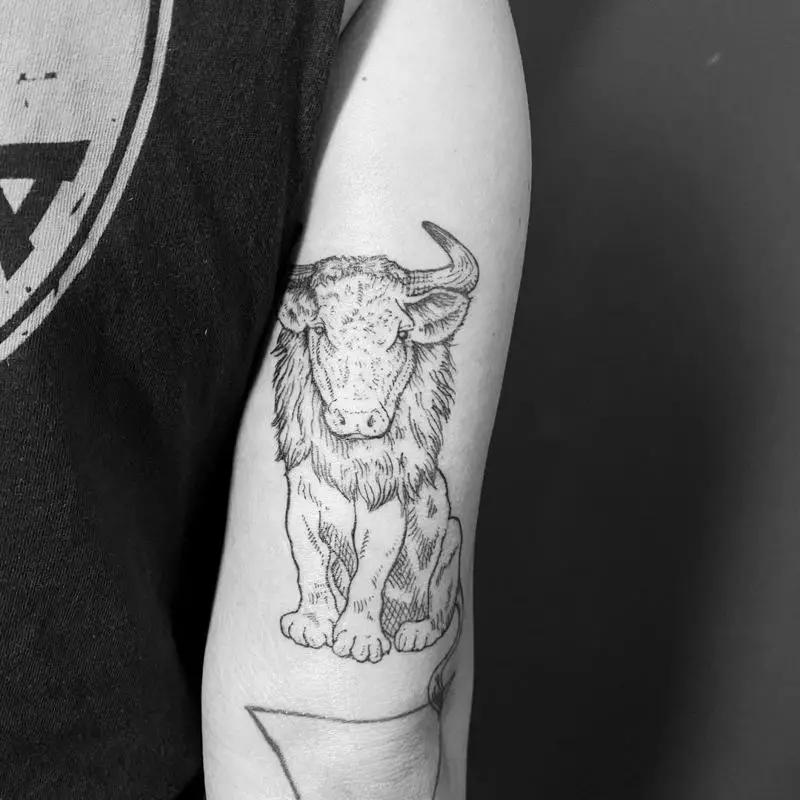 Hybrid Leo-Taurus Tattoo Design