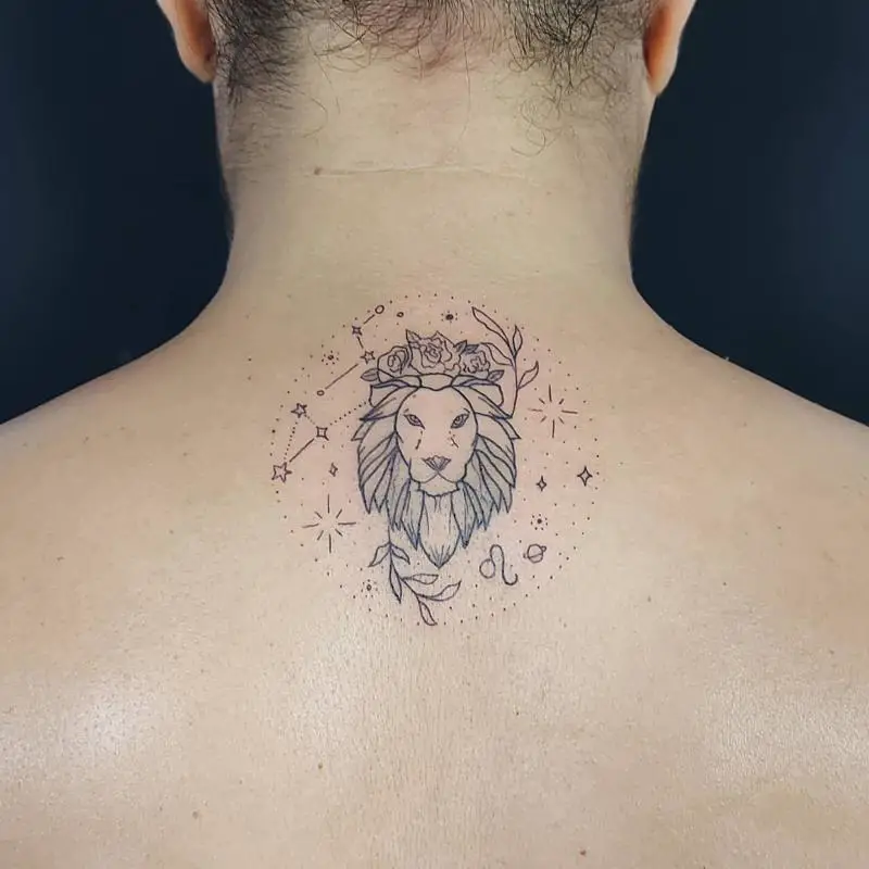 Leo Flower King or Queen Tattoo Design