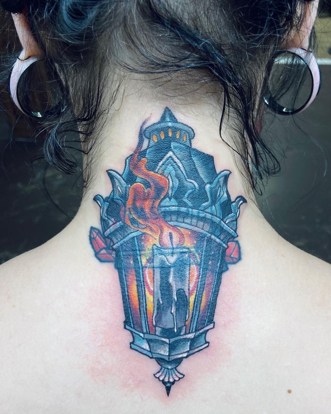 Neck Fire Tattoo Ink 