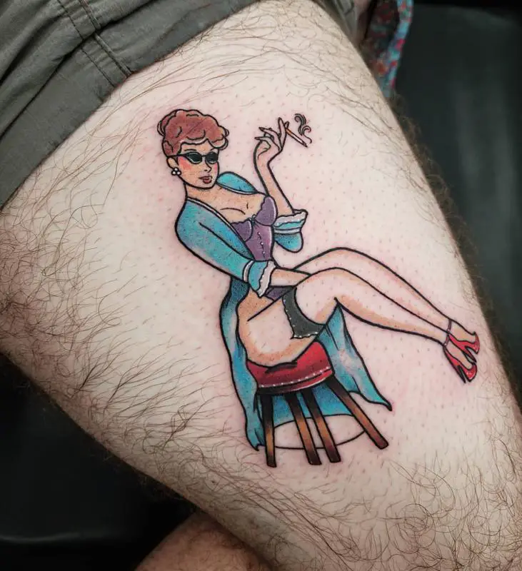 Pin-Up Lady Tattoo Design