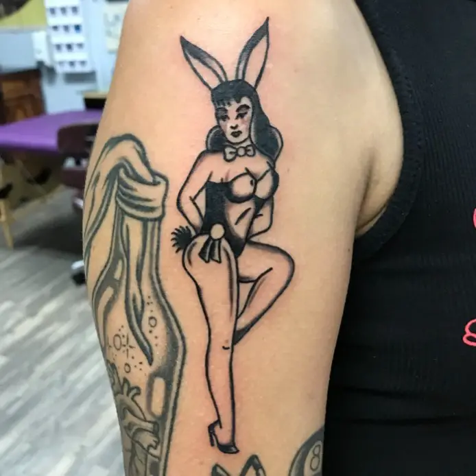 Playboy Pin Up Style Tattoo