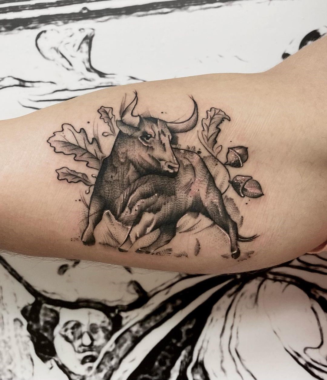 Realistic Bull Tattoo 