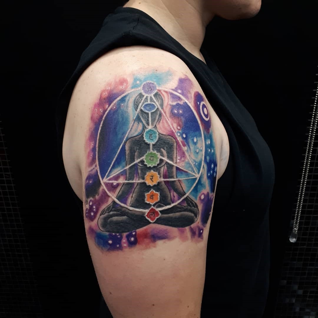 Top 30 Gorgeous Chakra Tattoo Design IDeas (2024 Updated) 29 Shoulder Vibrant Chakra Tattoo