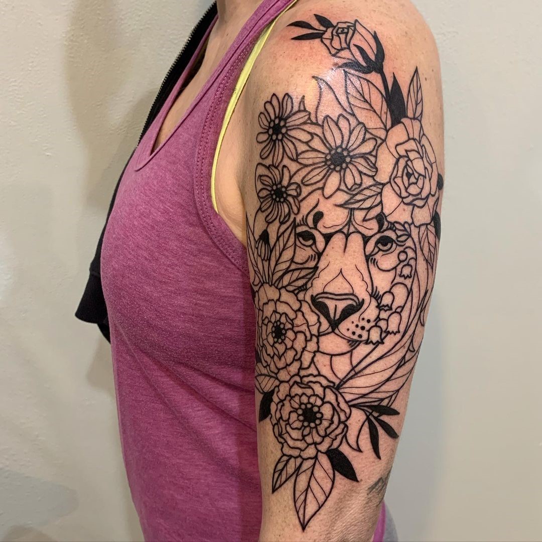 Sleeve Aster Flower Tattoo Ink 
