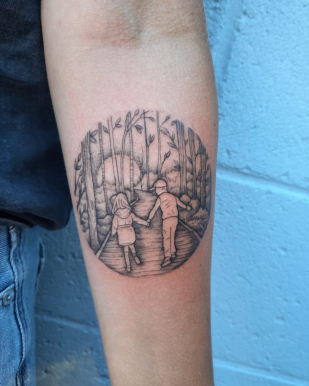 Small Forearm Forest Tattoo 