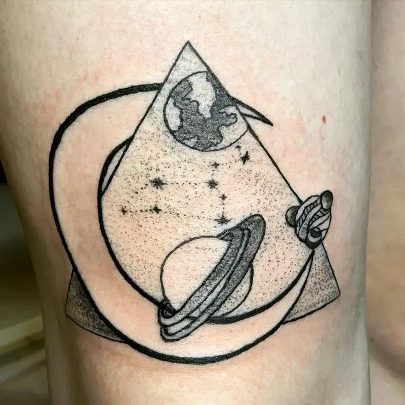 Space and Solar System Triangle Tattoo 3