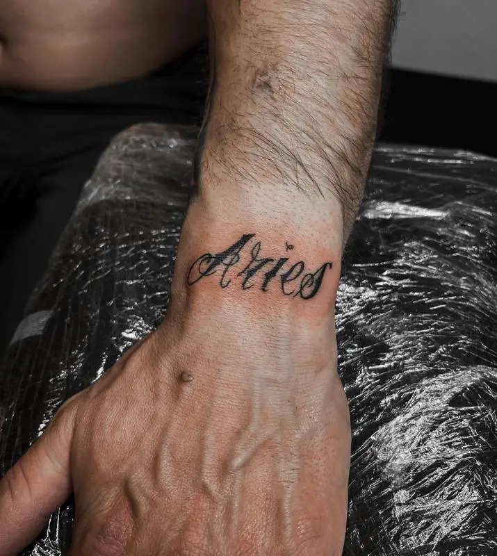 The Aries Lettering Tattoo 1