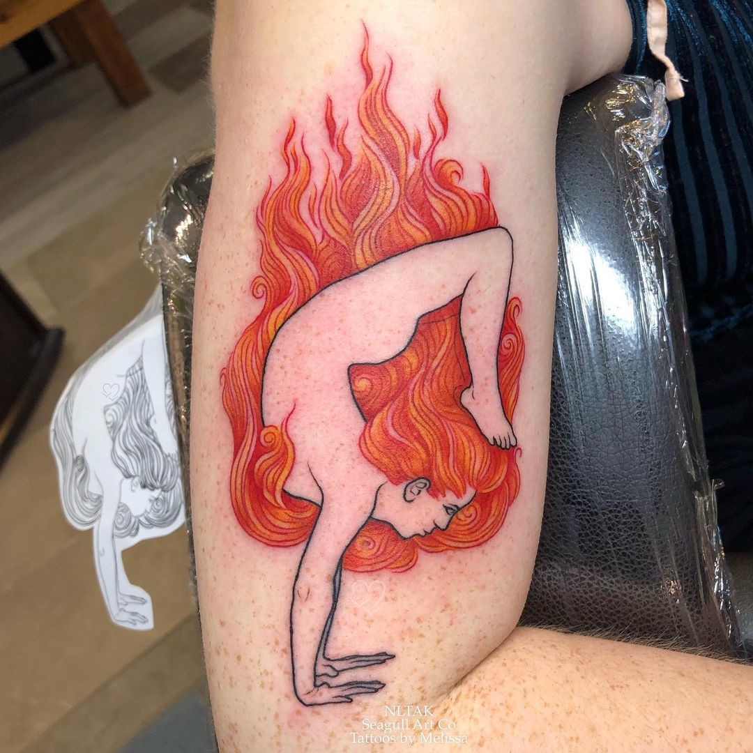 Unique Artsy Fire Tattoo 