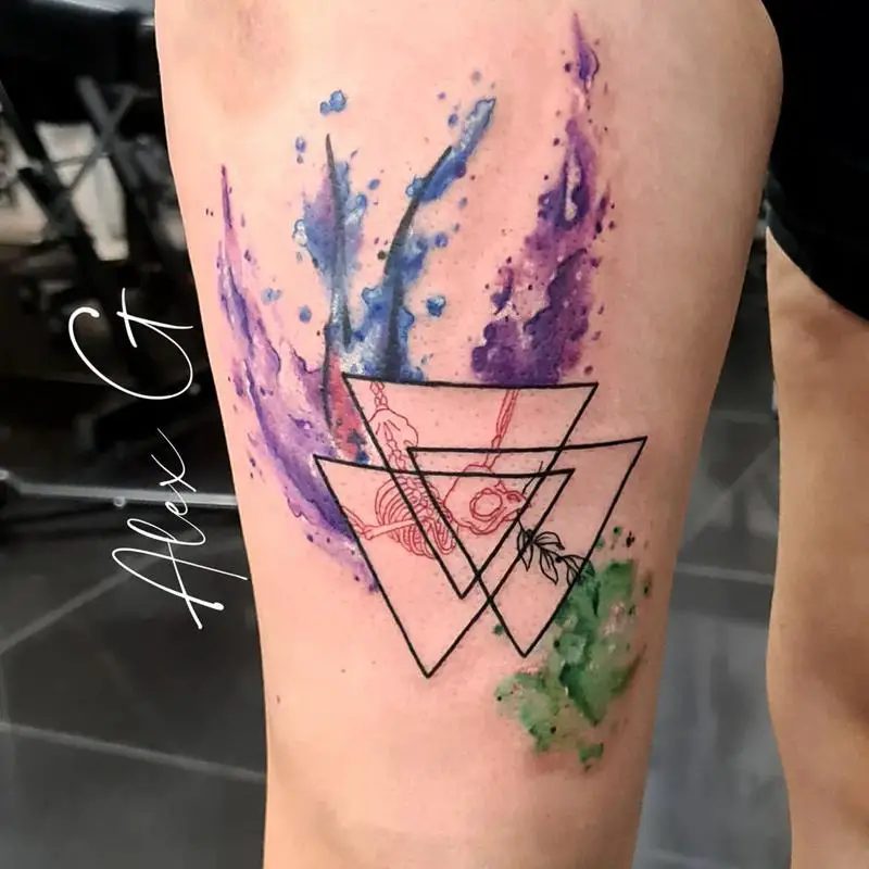 Watercolor Triangle Tattoo 1