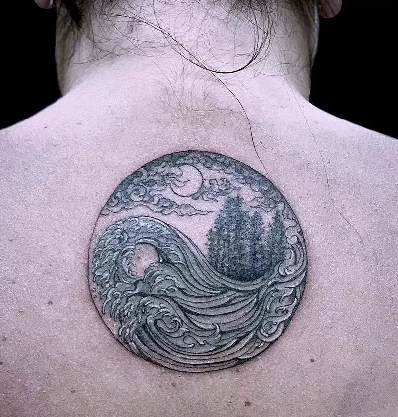 Back Tattoo Wave Ink