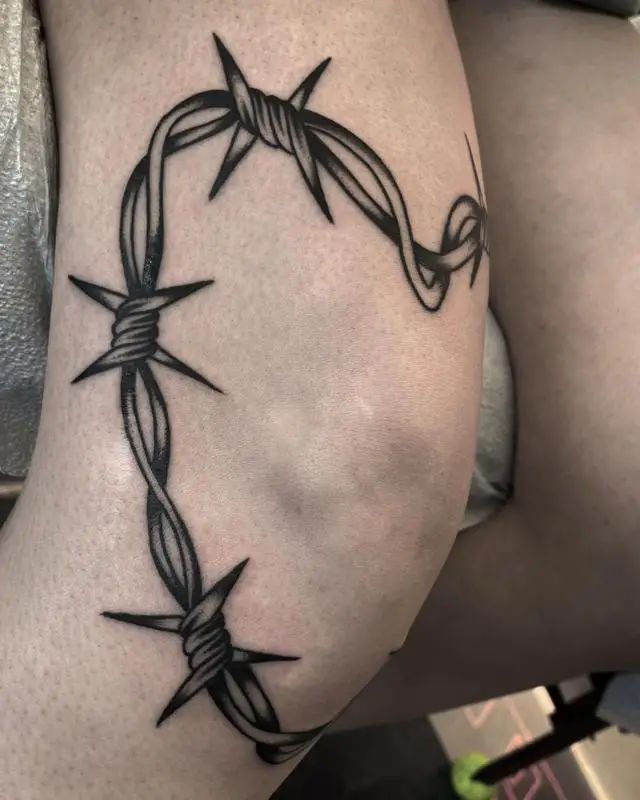 Barb Wire Knee Tattoo 2