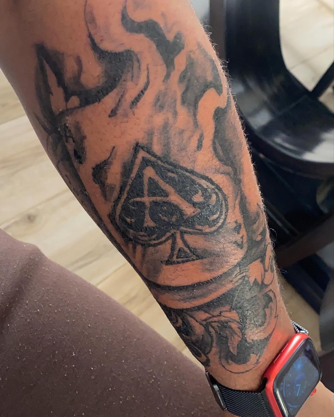 Black Detailed Ace Tattoo 