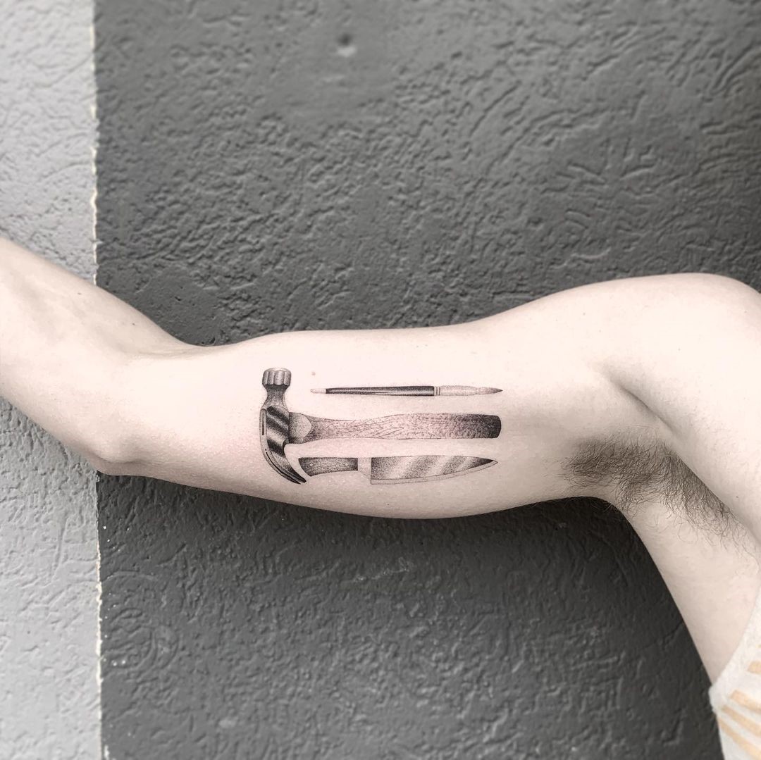 Black & White Hammers Tattoo 