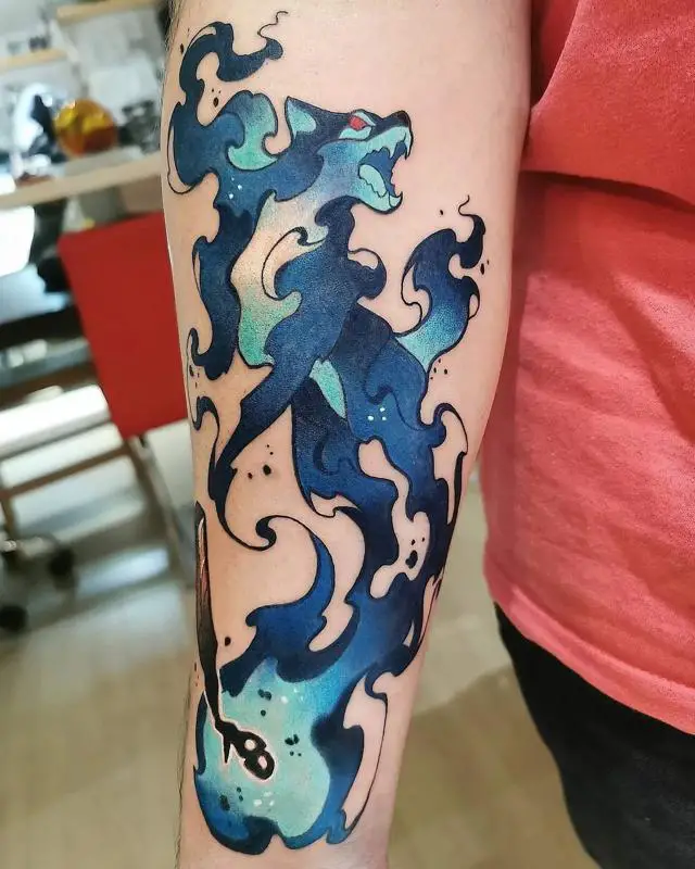 Blue Flame Tattoo 2