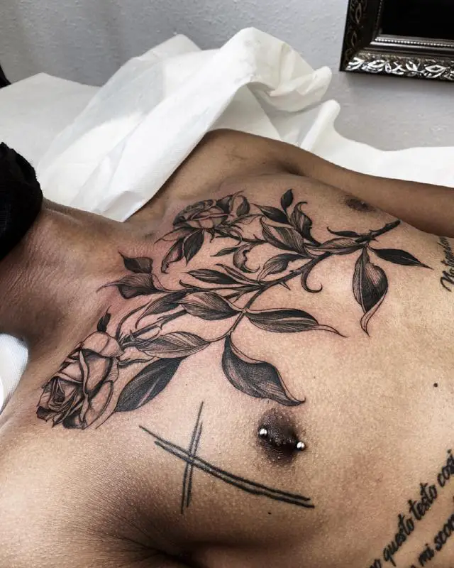 Chest Rose Tattoo (Men)