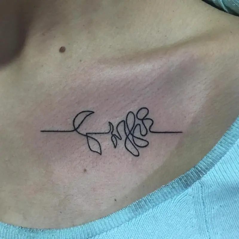 Continuous Line Rose Tattoo