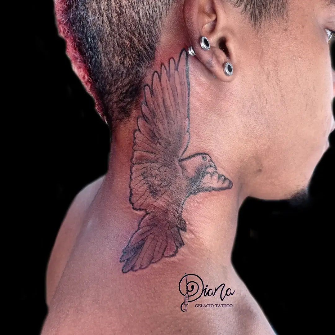 Dove Neck Tattoo For Women