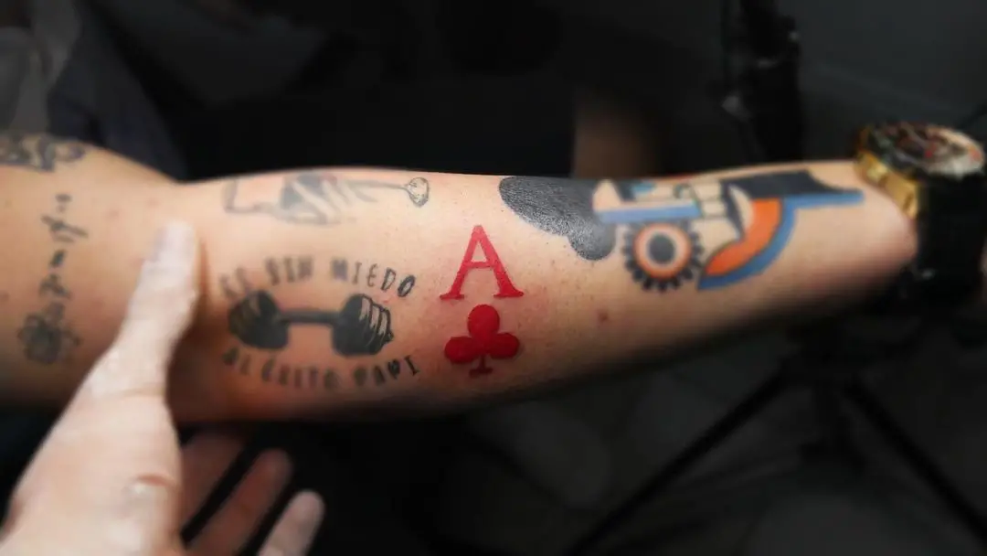 Forearm Colorful Ace Tattoo 