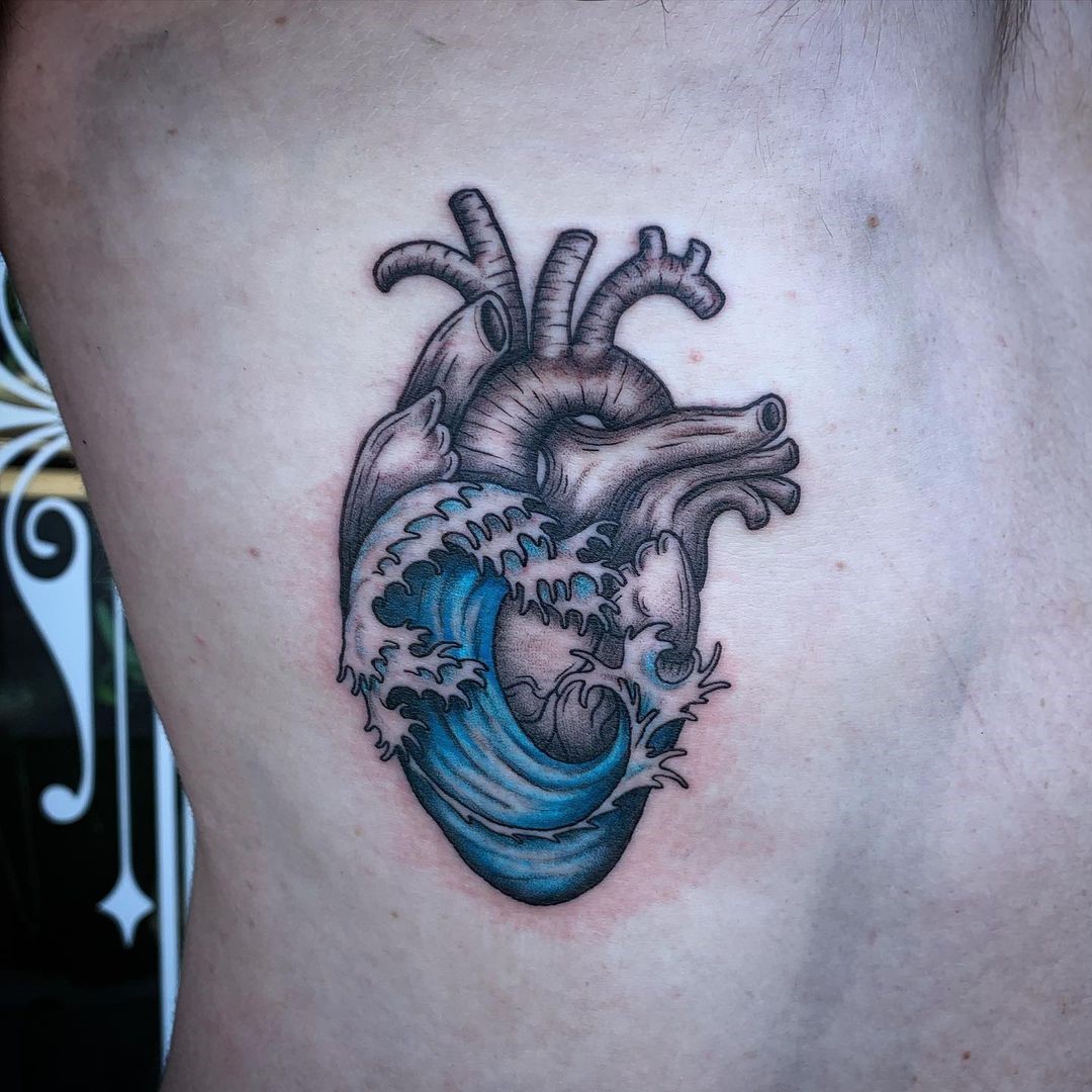 Heart & Wave Tattoo