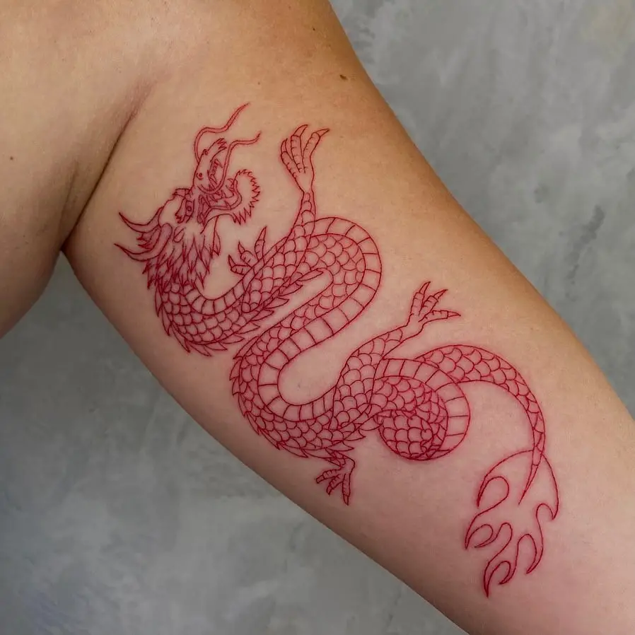 Inner Arm Red Dragon Tattoo Design