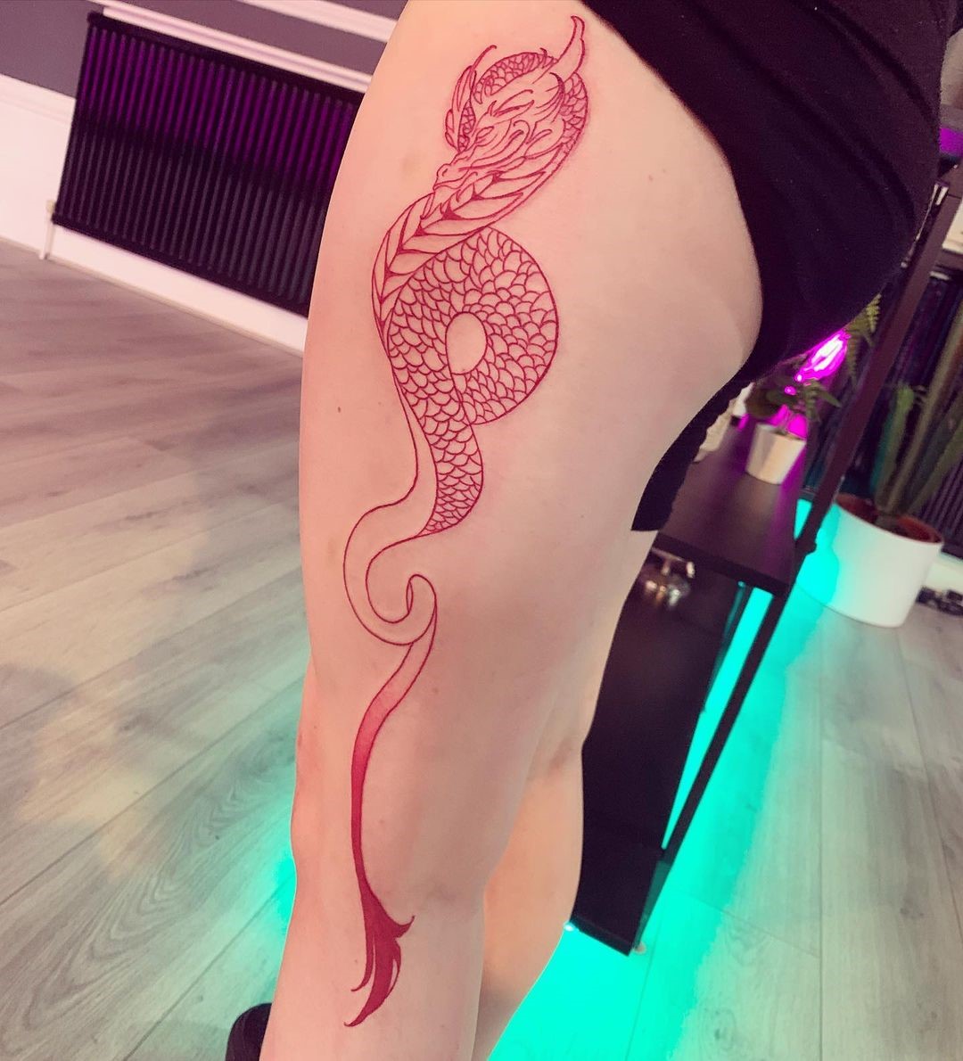 Japanese Red Serpent Dragon Tattoo Design