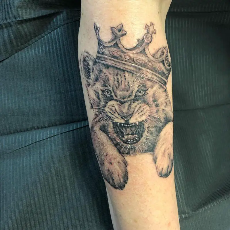 Lion Cub With Crown Tattoo 2